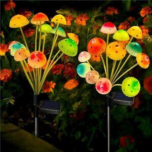 Solar Garden Lights Decorative, 2 Pack Solar Powered Mushroom Lights Outdoor